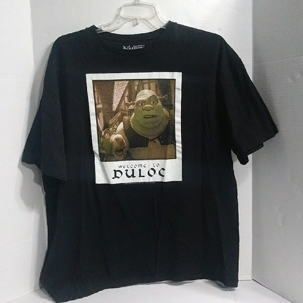 Dreamworks Shrek Welcome To Duloc Men's Black Graphic T-Shirt *EUC*
